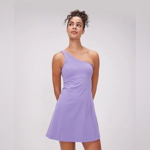 Outdoor Voices One Shoulder Dress Unlined in Purple, size Small